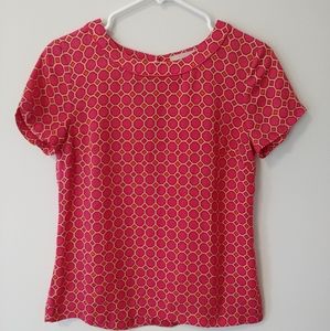Banana Republic Pink Orange Tan Geometric Blouse